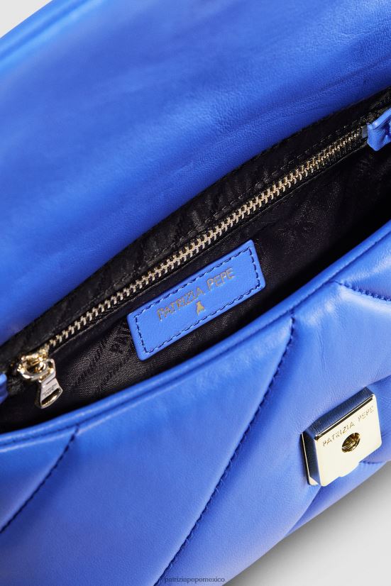 bolsas| mx Patrizia Pepe mujer bandolera acolchada mediana rayo azul 66024R719