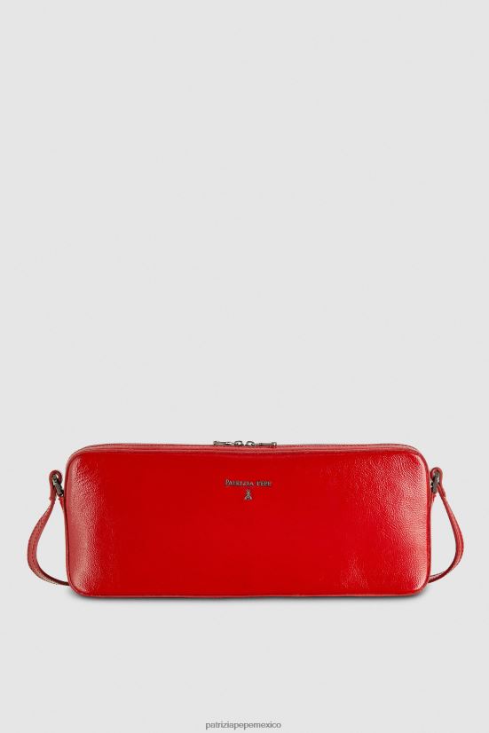bolsas| mx Patrizia Pepe mujer estuche de cuero brillante para cámara rojo de carreras 66024R782