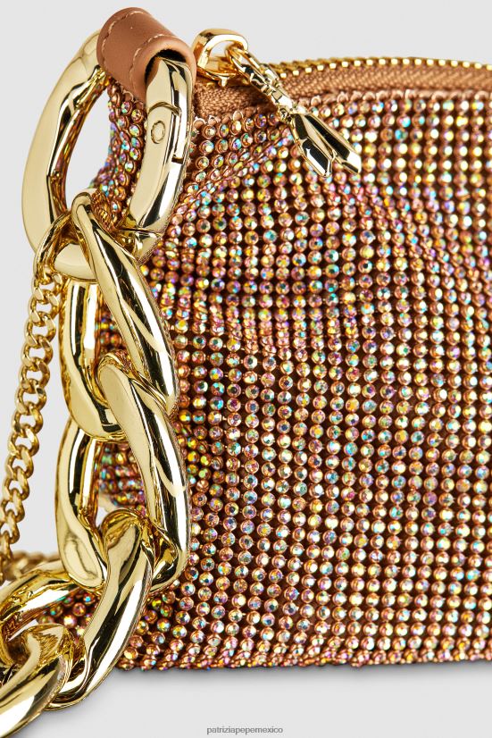 bolsas| mx Patrizia Pepe mujer maxicadena de diamantes de imitación cristal de champán 66024R818