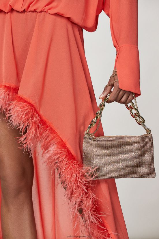 bolsas| mx Patrizia Pepe mujer maxicadena de diamantes de imitación cristal de champán 66024R818