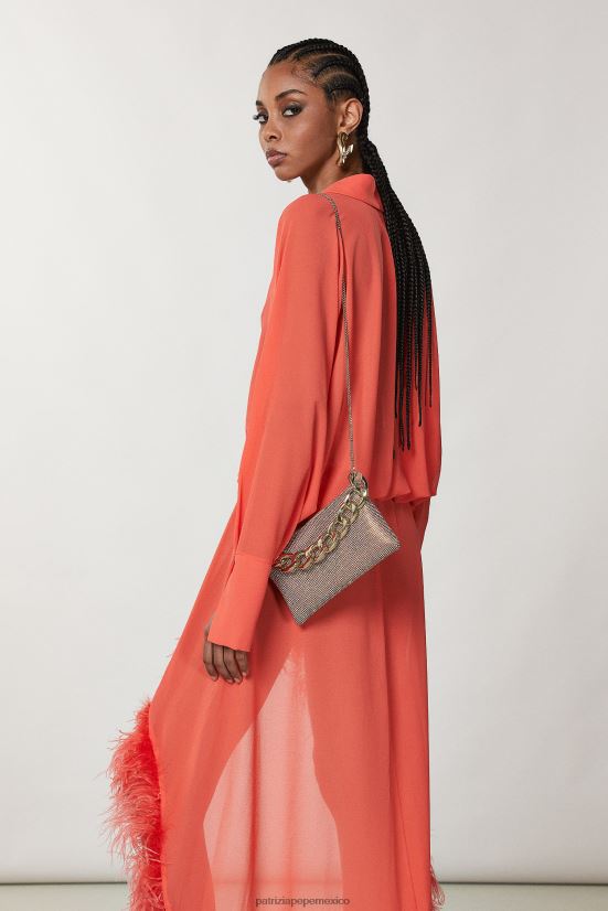 bolsas| mx Patrizia Pepe mujer maxicadena de diamantes de imitación cristal de champán 66024R818