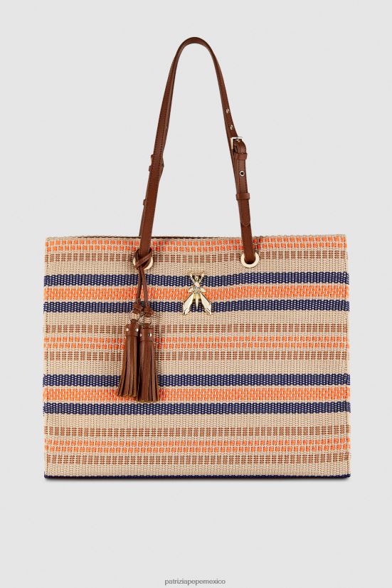 bolsas| mx Patrizia Pepe mujer bolso shopper con mosca arena/naranja 66024R798