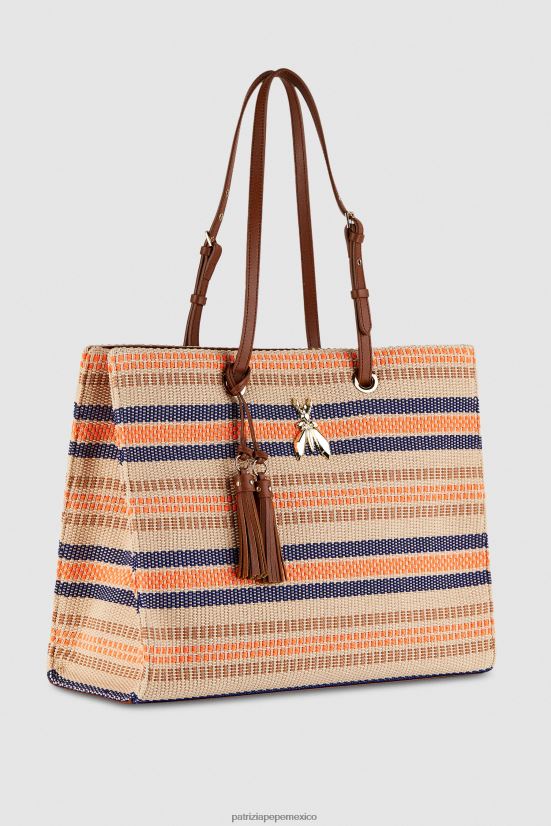bolsas| mx Patrizia Pepe mujer bolso shopper con mosca arena/naranja 66024R798