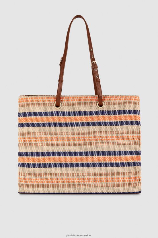 bolsas| mx Patrizia Pepe mujer bolso shopper con mosca arena/naranja 66024R798