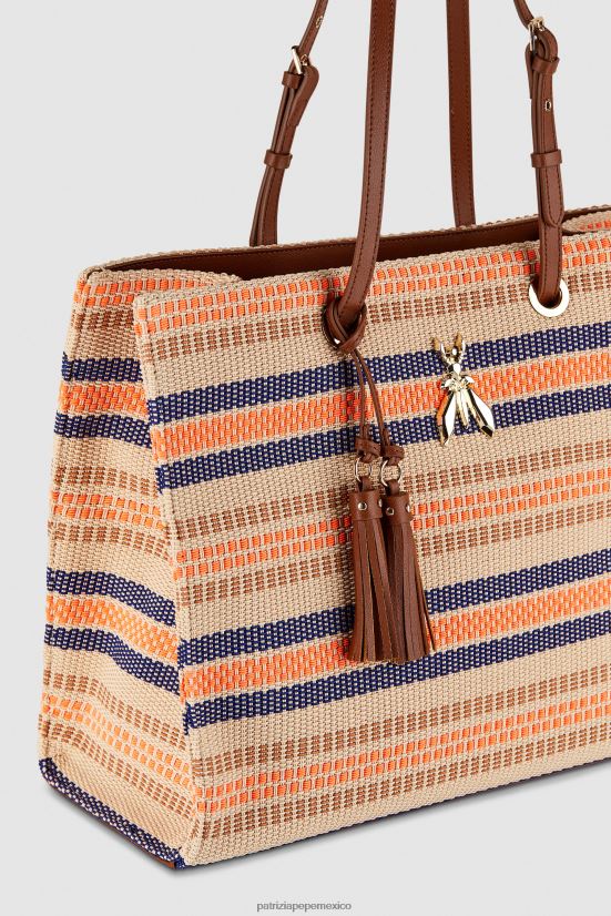 bolsas| mx Patrizia Pepe mujer bolso shopper con mosca arena/naranja 66024R798