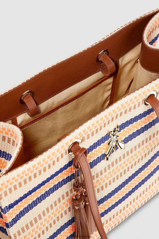 bolsas| mx Patrizia Pepe mujer bolso shopper con mosca arena/naranja 66024R798
