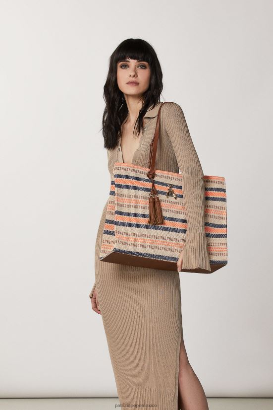 bolsas| mx Patrizia Pepe mujer bolso shopper con mosca arena/naranja 66024R798