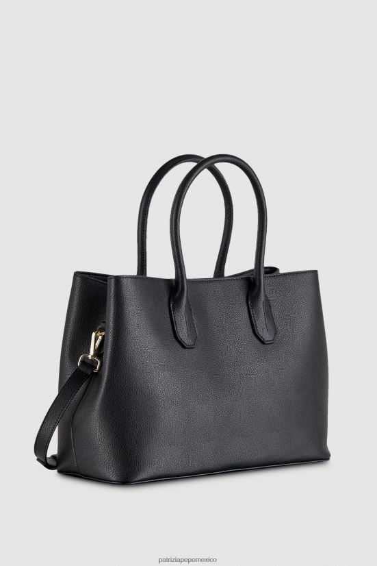 bolsas| mx Patrizia Pepe mujer bolso shopper de cuero fly bag negro y oro 66024R787