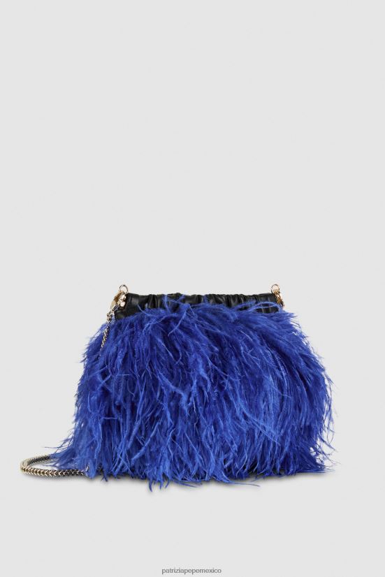 bolsas| mx Patrizia Pepe mujer bolso bandolera con plumas rayo azul 66024R715