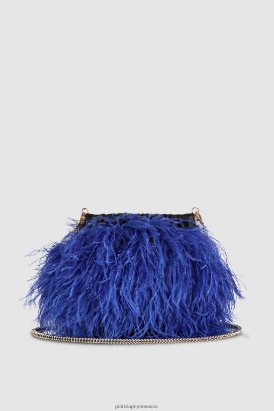 bolsas| mx Patrizia Pepe mujer bolso bandolera con plumas rayo azul 66024R715