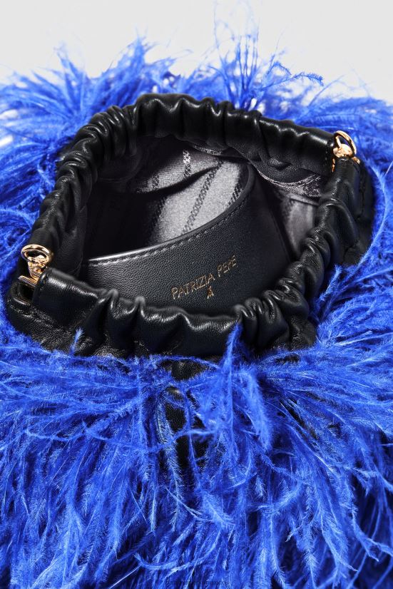 bolsas| mx Patrizia Pepe mujer bolso bandolera con plumas rayo azul 66024R715