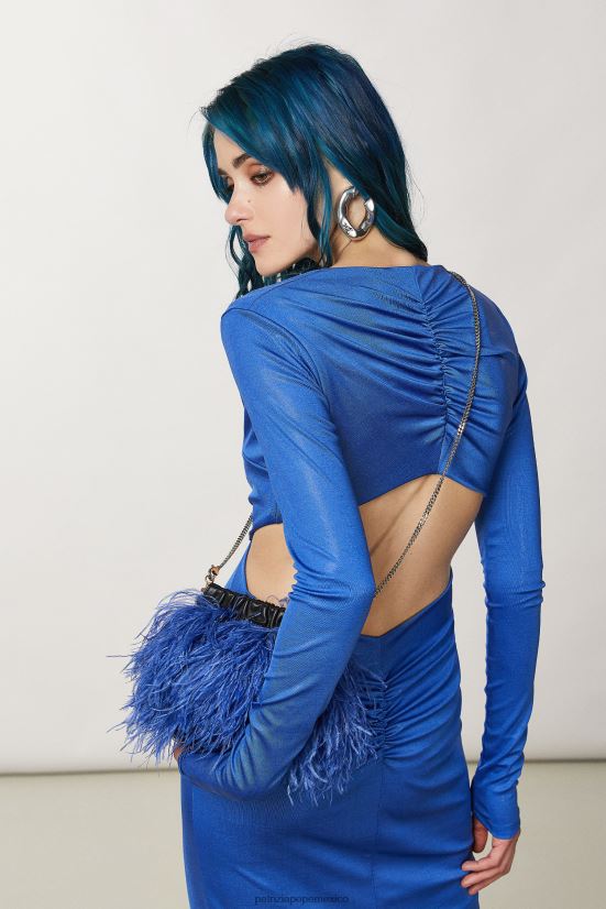 bolsas| mx Patrizia Pepe mujer bolso bandolera con plumas rayo azul 66024R715