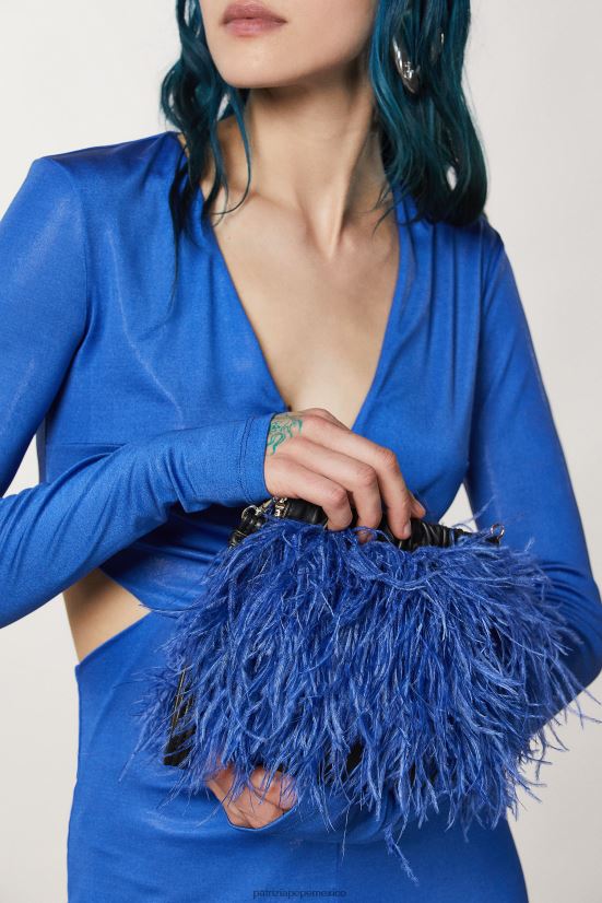 bolsas| mx Patrizia Pepe mujer bolso bandolera con plumas rayo azul 66024R715