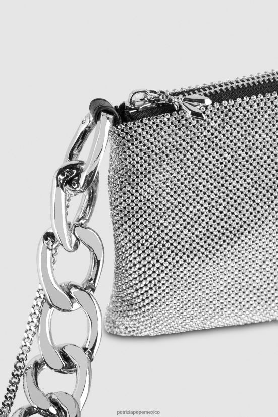 bolsas| mx Patrizia Pepe mujer bolso de mano con cadena larga y strass cristal 66024R725