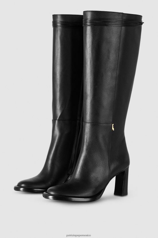 calzado mx Patrizia Pepe mujer botas de tacón de cuero Nerón 66024R846