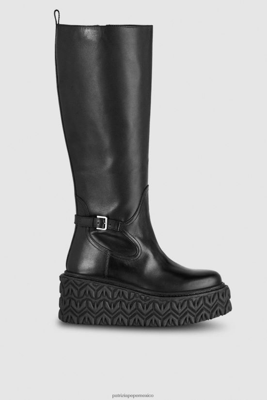 calzado mx Patrizia Pepe mujer botas moteras de cuero Nerón 66024R851