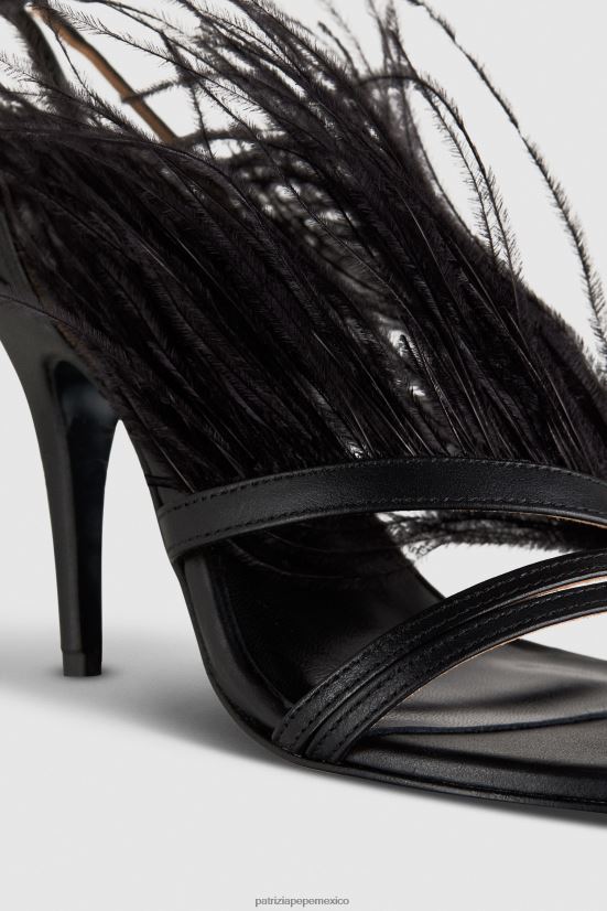 calzado mx Patrizia Pepe mujer sandalias de cuero con plumas Nerón 66024R833