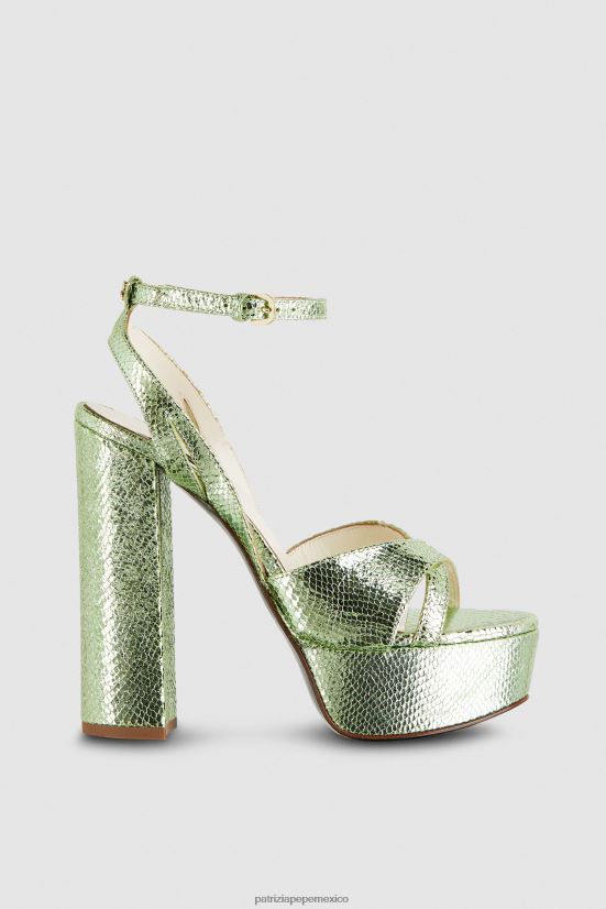 calzado mx Patrizia Pepe mujer sandalias de piel con tacon verde brillante 66024R830