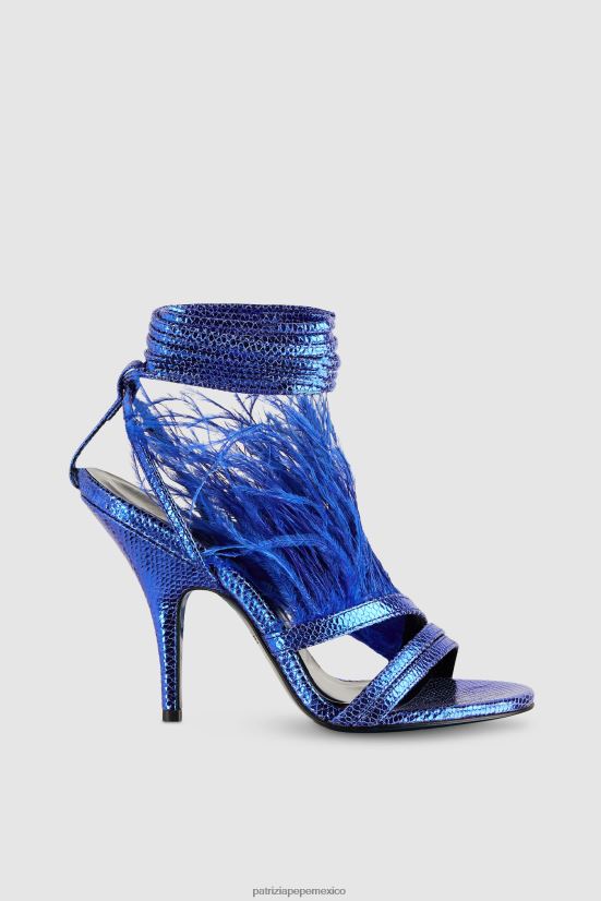 calzado mx Patrizia Pepe mujer sandalias de plumas rayo azul brillante 66024R834