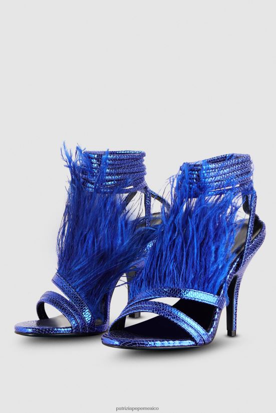 calzado mx Patrizia Pepe mujer sandalias de plumas rayo azul brillante 66024R834