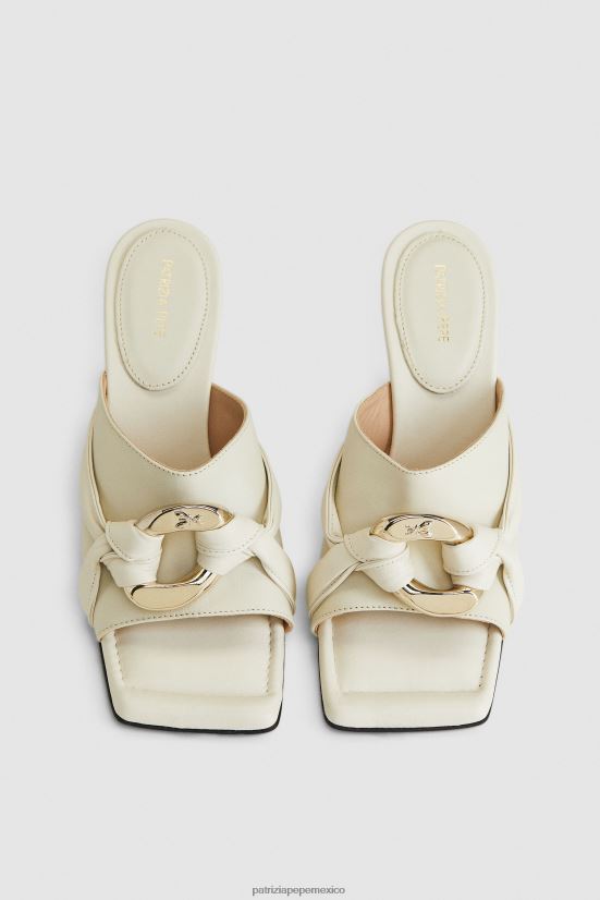 calzado mx Patrizia Pepe mujer sandalias sabot cuadradas blanquecino 66024R873