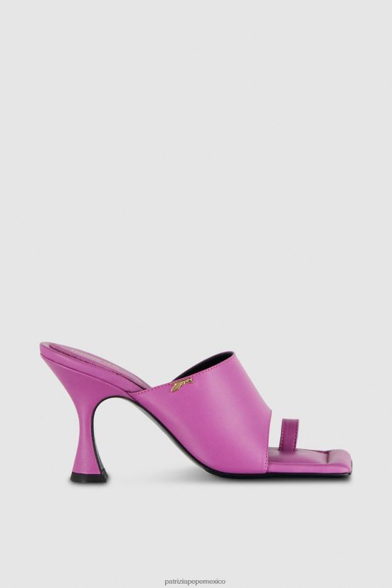 calzado mx Patrizia Pepe mujer sandalias sabot cuadradas de piel orquídea morada 66024R874