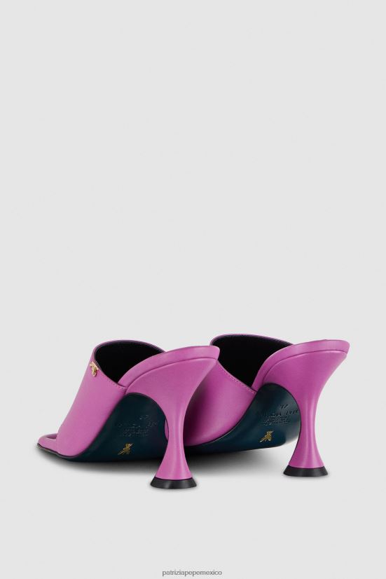 calzado mx Patrizia Pepe mujer sandalias sabot cuadradas de piel orquídea morada 66024R874
