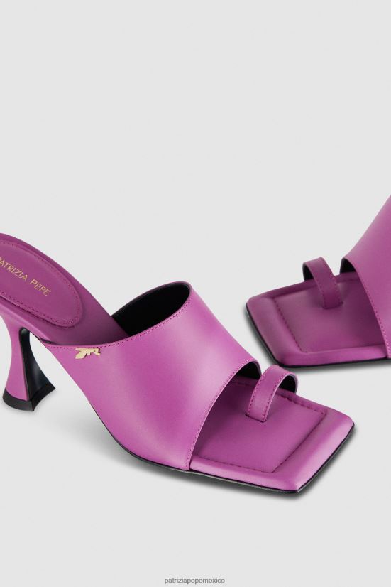 calzado mx Patrizia Pepe mujer sandalias sabot cuadradas de piel orquídea morada 66024R874