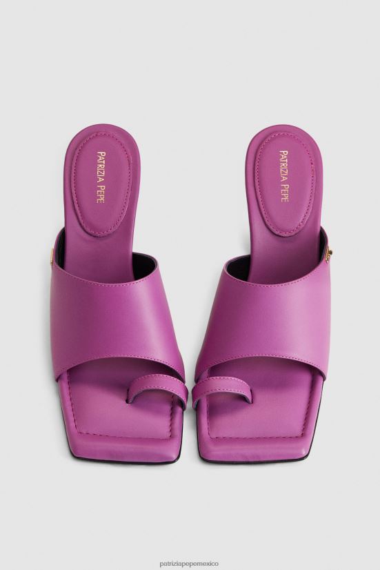 calzado mx Patrizia Pepe mujer sandalias sabot cuadradas de piel orquídea morada 66024R874