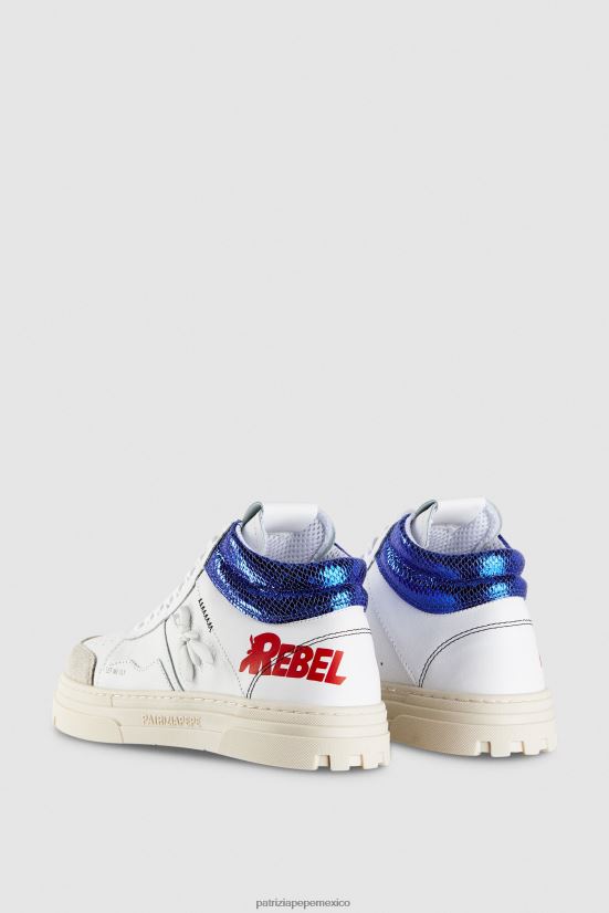 calzado mx Patrizia Pepe mujer zapatillas altas de cuero blanco rebelde 66024R840
