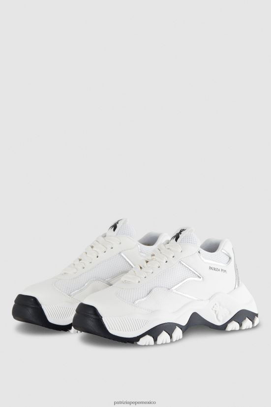 calzado mx Patrizia Pepe mujer zapatillas pepe de tela plata blanca 66024R883
