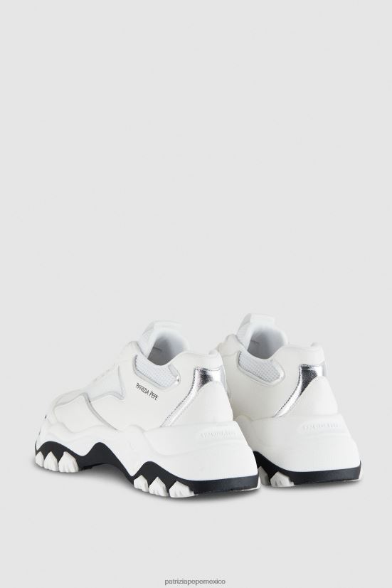 calzado mx Patrizia Pepe mujer zapatillas pepe de tela plata blanca 66024R883