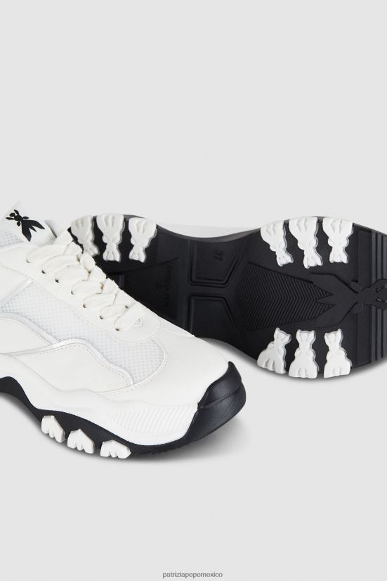 calzado mx Patrizia Pepe mujer zapatillas pepe de tela plata blanca 66024R883