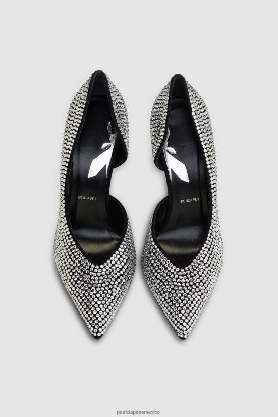 calzado mx Patrizia Pepe mujer zapatos de tacón de ante con adornos de strass negro/cristal 66024R837