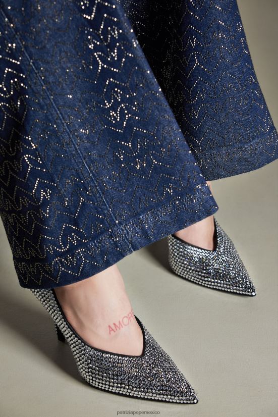 calzado mx Patrizia Pepe mujer zapatos de tacón de ante con adornos de strass negro/cristal 66024R837