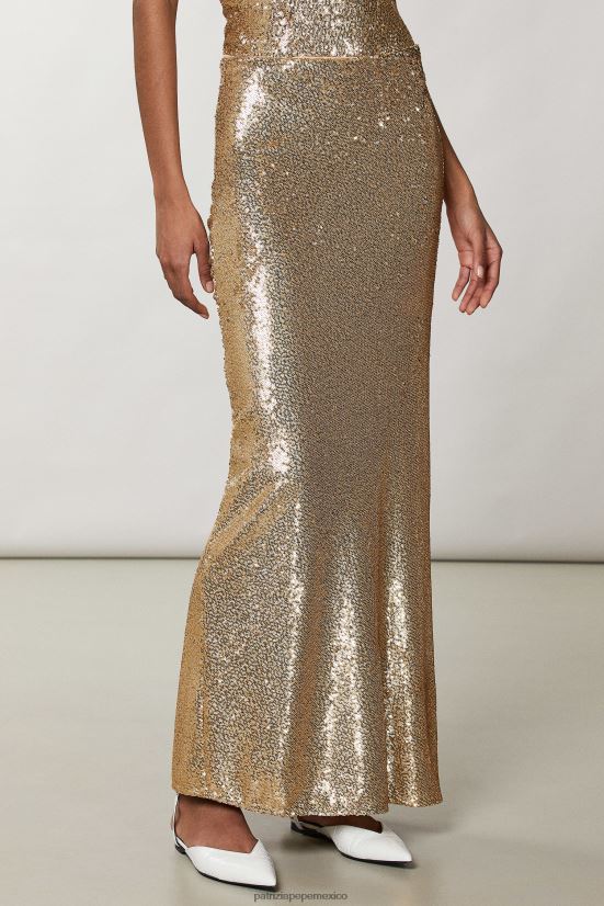 vestir mx Patrizia Pepe mujer falda larga de lentejuelas oro mate y brillante 66024R365