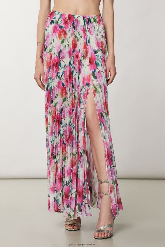 vestir mx Patrizia Pepe mujer falda larga plisada de talle alto flor de ceremonia 66024R268