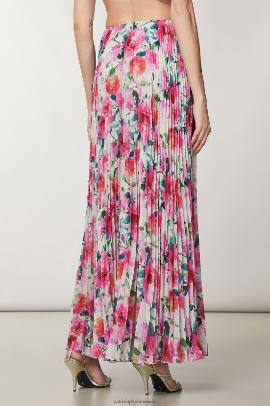 vestir mx Patrizia Pepe mujer falda larga plisada de talle alto flor de ceremonia 66024R268