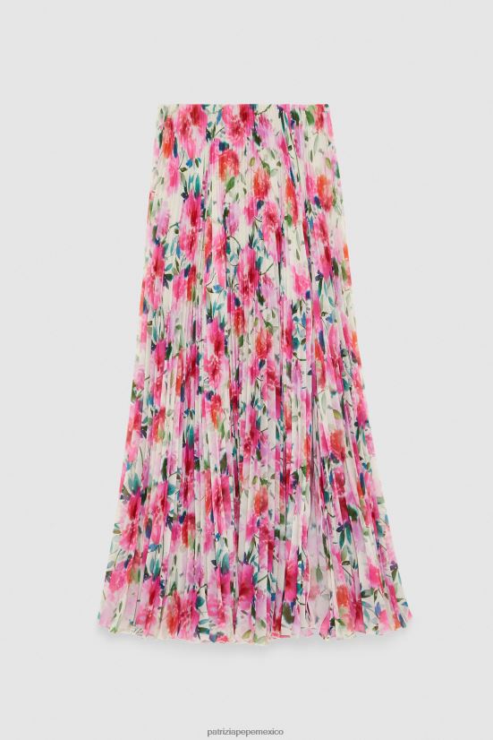 vestir mx Patrizia Pepe mujer falda larga plisada de talle alto flor de ceremonia 66024R268