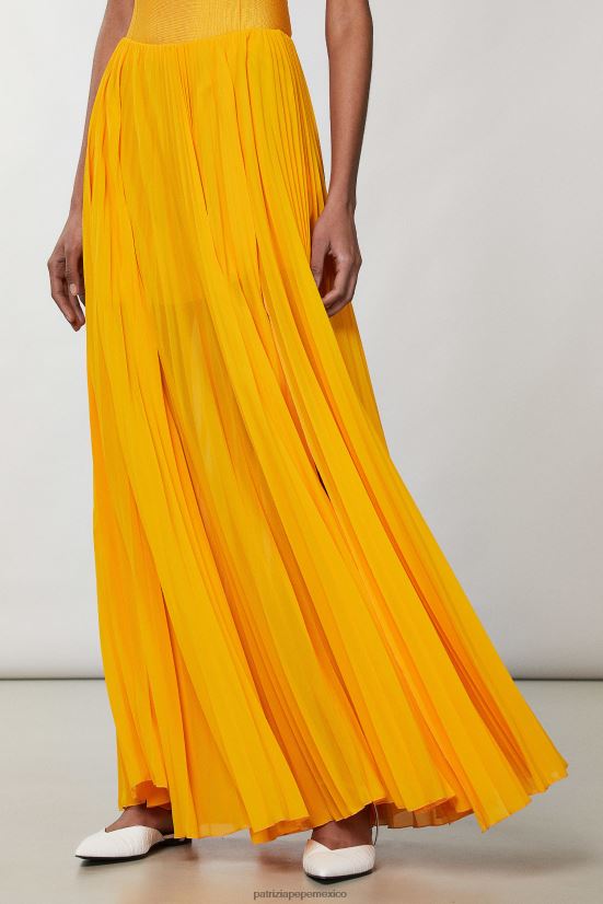 vestir mx Patrizia Pepe mujer falda larga plisada naranja jugosa 66024R317
