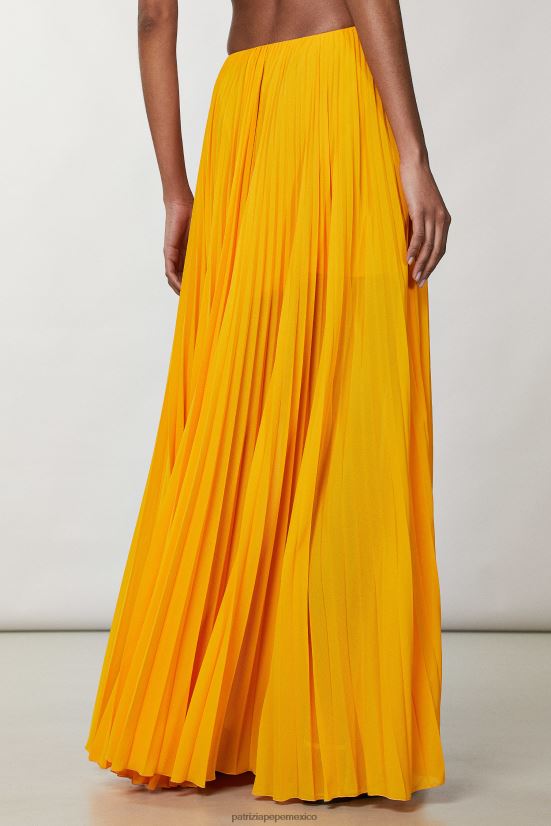 vestir mx Patrizia Pepe mujer falda larga plisada naranja jugosa 66024R317