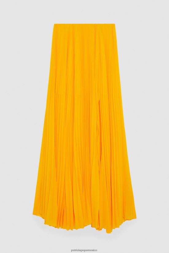 vestir mx Patrizia Pepe mujer falda larga plisada naranja jugosa 66024R317