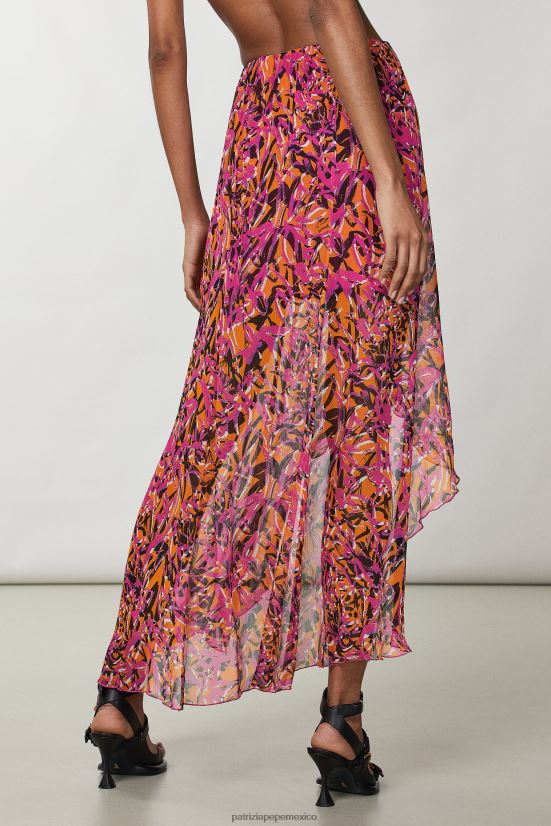 vestir mx Patrizia Pepe mujer falda asimétrica estampada naranja jugosa abstracta 66024R601