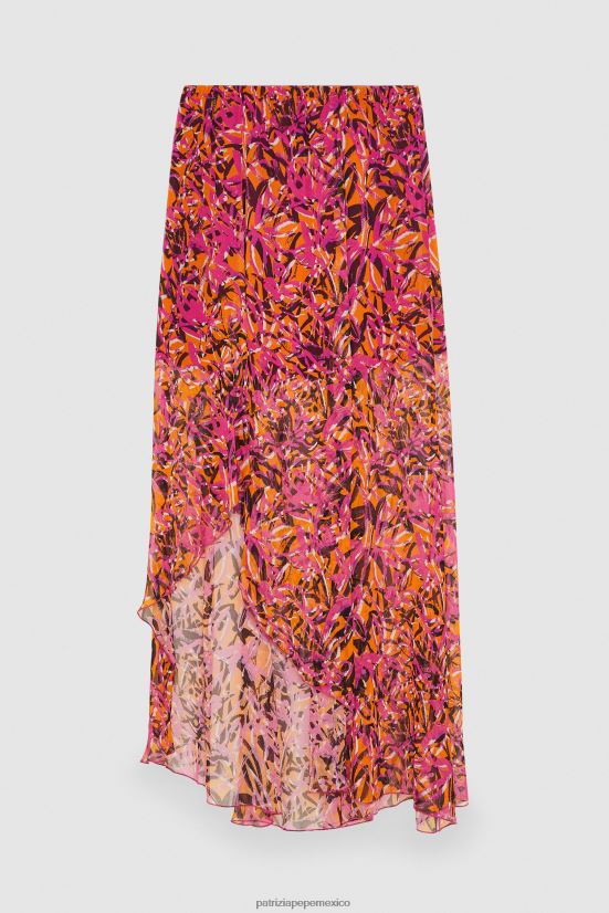 vestir mx Patrizia Pepe mujer falda asimétrica estampada naranja jugosa abstracta 66024R601