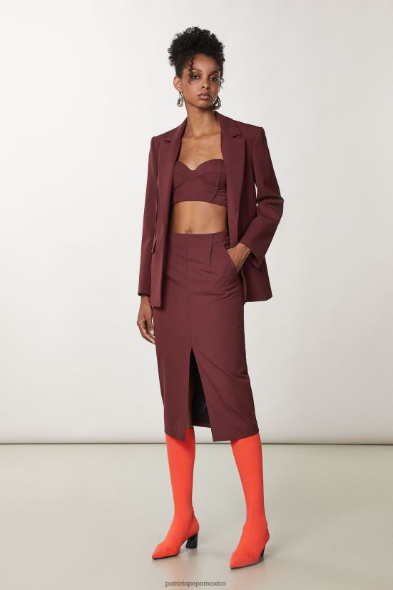 vestir mx Patrizia Pepe mujer falda básica ajustada morado organico 66024R700