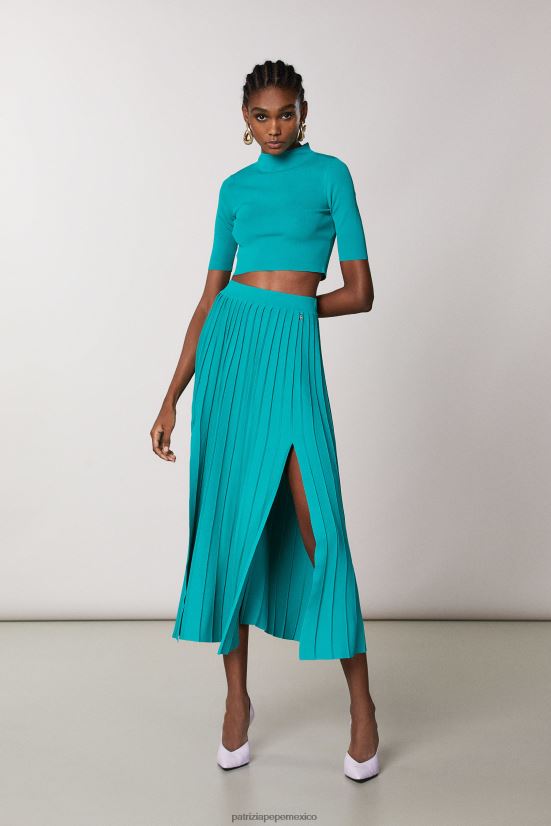vestir mx Patrizia Pepe mujer falda con detalle de abertura ilusión verde 66024R404