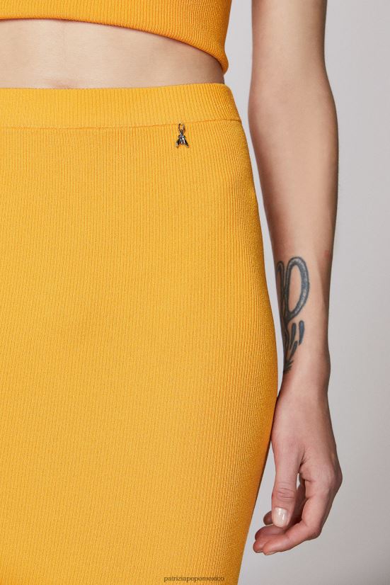 vestir mx Patrizia Pepe mujer falda con detalle transparente naranja jugosa 66024R400