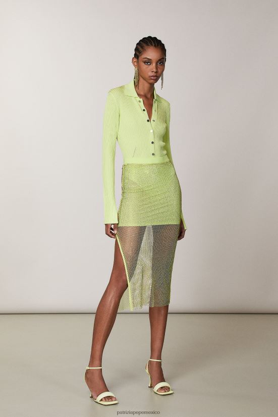 vestir mx Patrizia Pepe mujer falda de diamantes de imitación lima soleada 66024R414