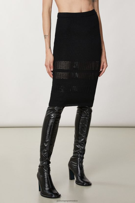 vestir mx Patrizia Pepe mujer falda de malla de viscosa Nerón 66024R23