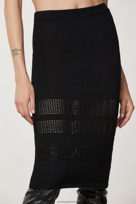vestir mx Patrizia Pepe mujer falda de malla de viscosa Nerón 66024R23